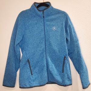 Mercedes-Benz Knit and Fleece Zip Up Jacket Blue Size XL